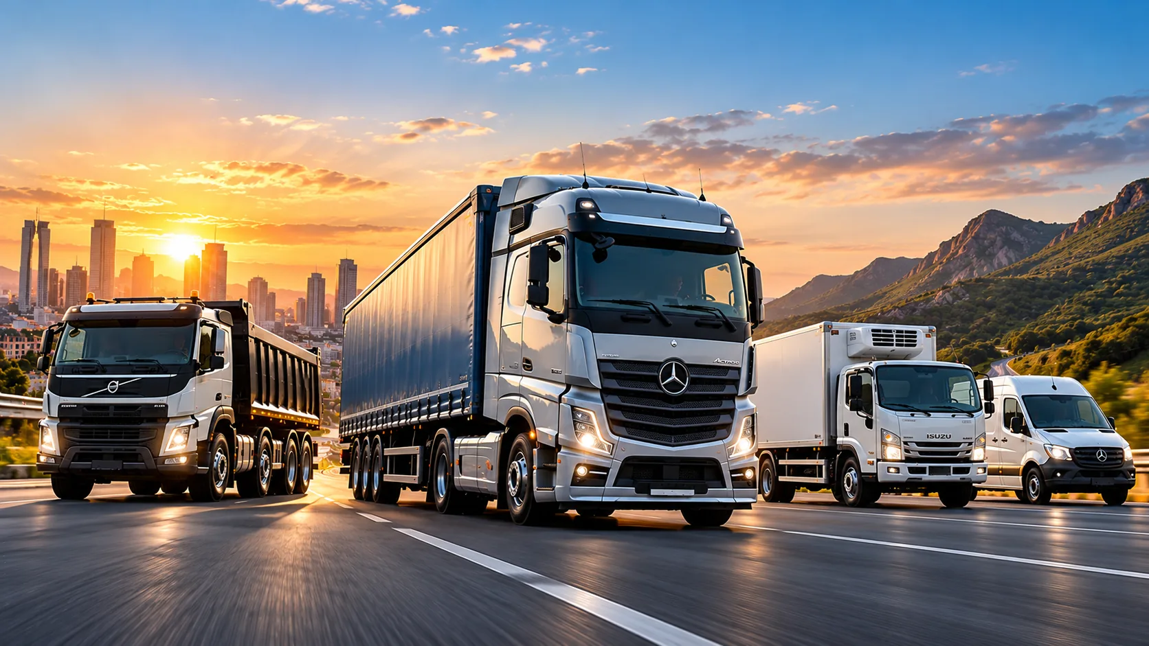 Commercial truck on an open road